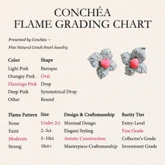 【Conchéa】Spring Bloom Flame Pink Conch Pearl Diamond Earrings — 1.86 ct