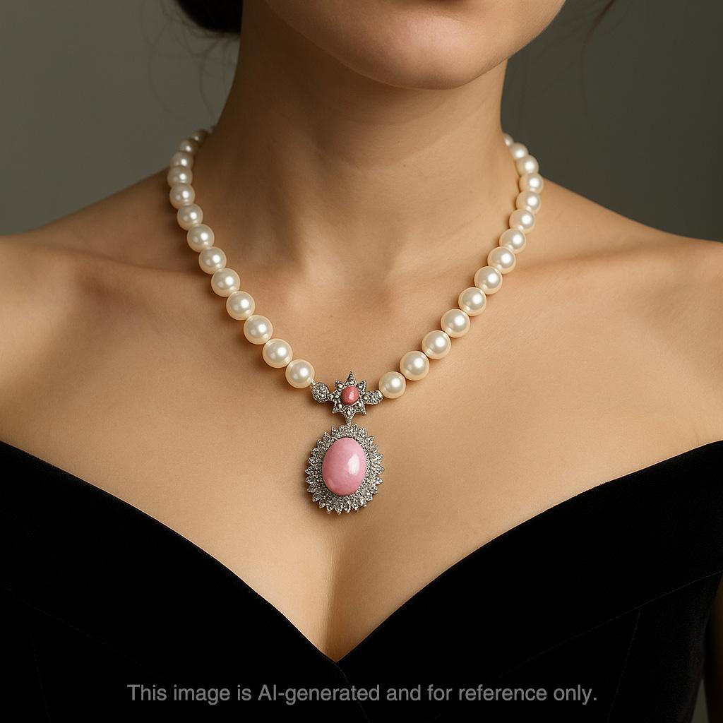 【Conchéa】Ultra-Rare Convertible Conch Pearl & Diamond High Jewelry Set — 18.89ct For Sale 9