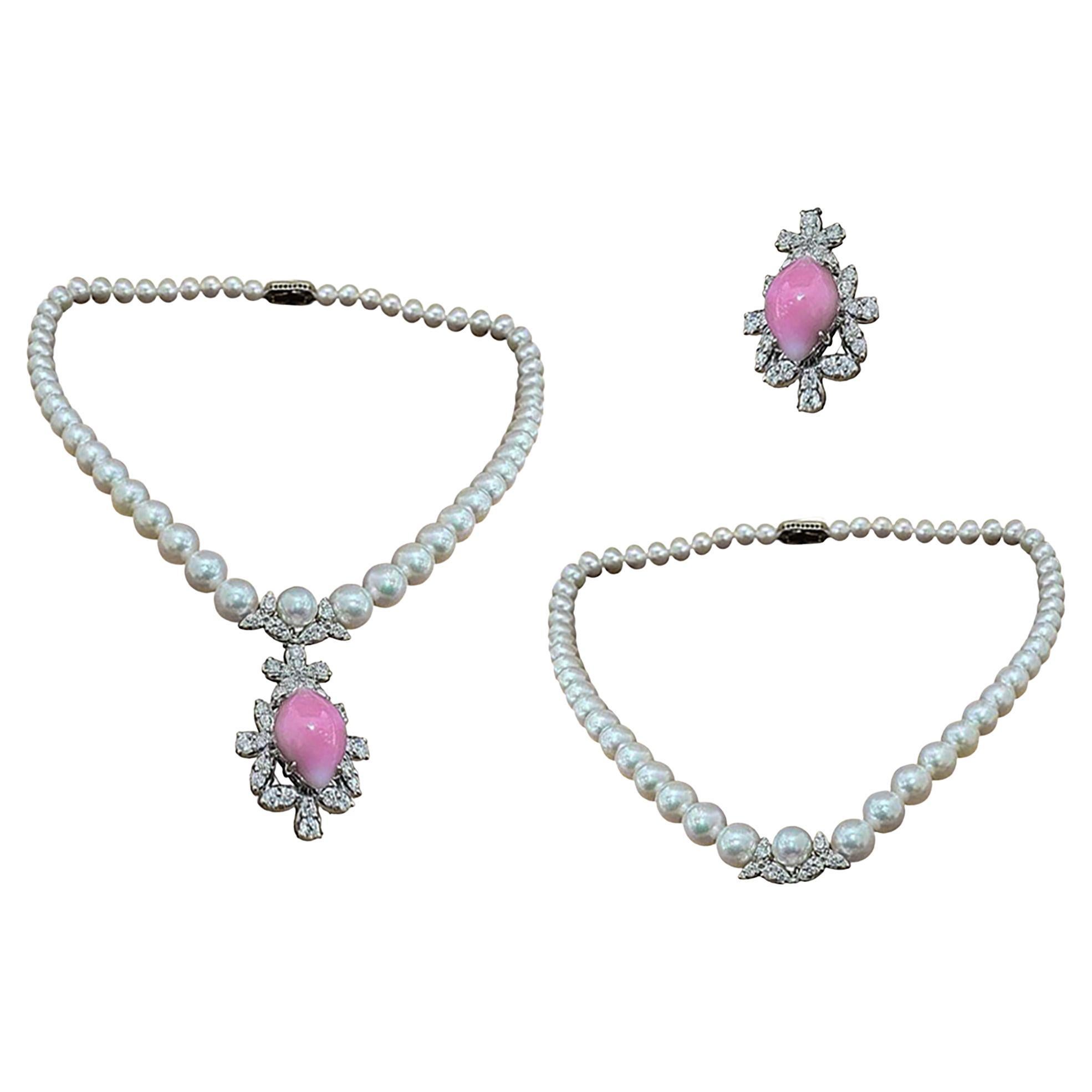 【Conchéa】Ultra-Rare Conch Convertible Pearl & Diamond High Jewelry Set - 18.89ct en vente