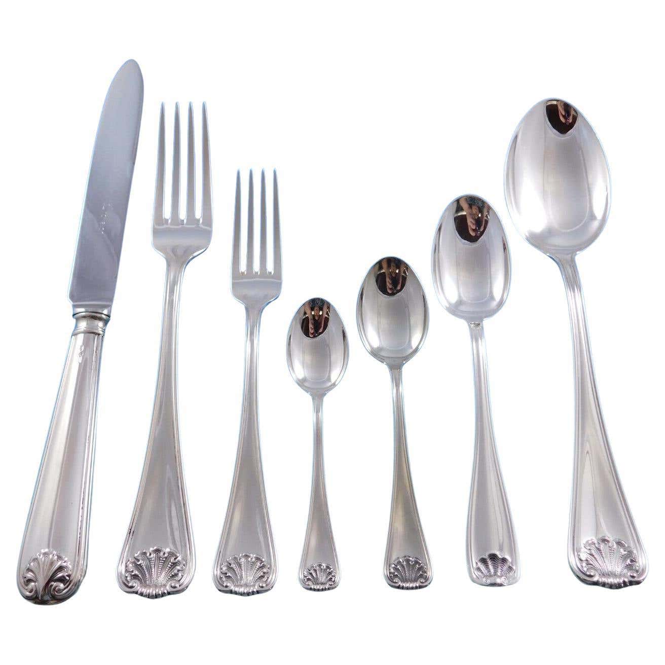 Conchiglia aka Shell by Schiavon Italy 800 Silver Flatware Set Service ...