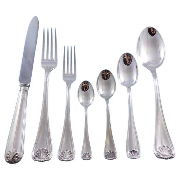 Conchiglia aka Shell by Schiavon Italy 800 Silver Flatware Set Service ...