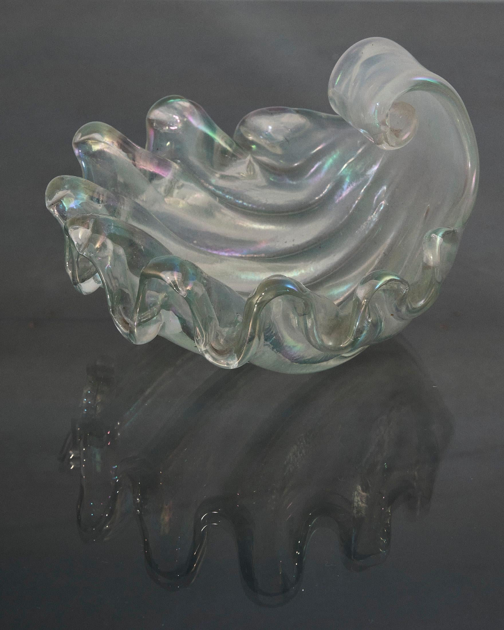 Mid-Century Modern Coquille en verre de Murano à grosses côtes, Barovier&Toso, Italie en vente