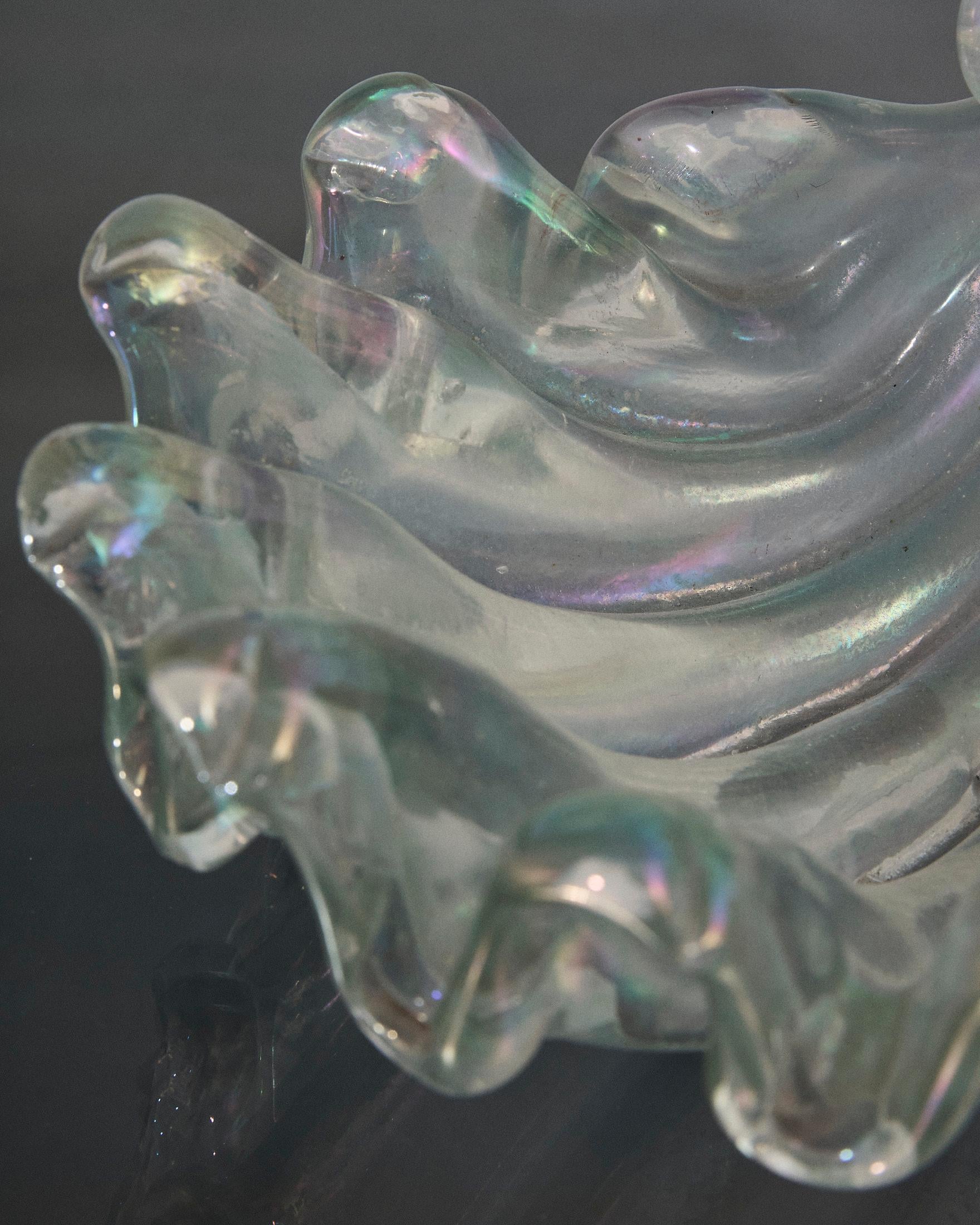 Mid-20th Century Coquille en verre de Murano à grosses côtes, Barovier&Toso, Italie en vente