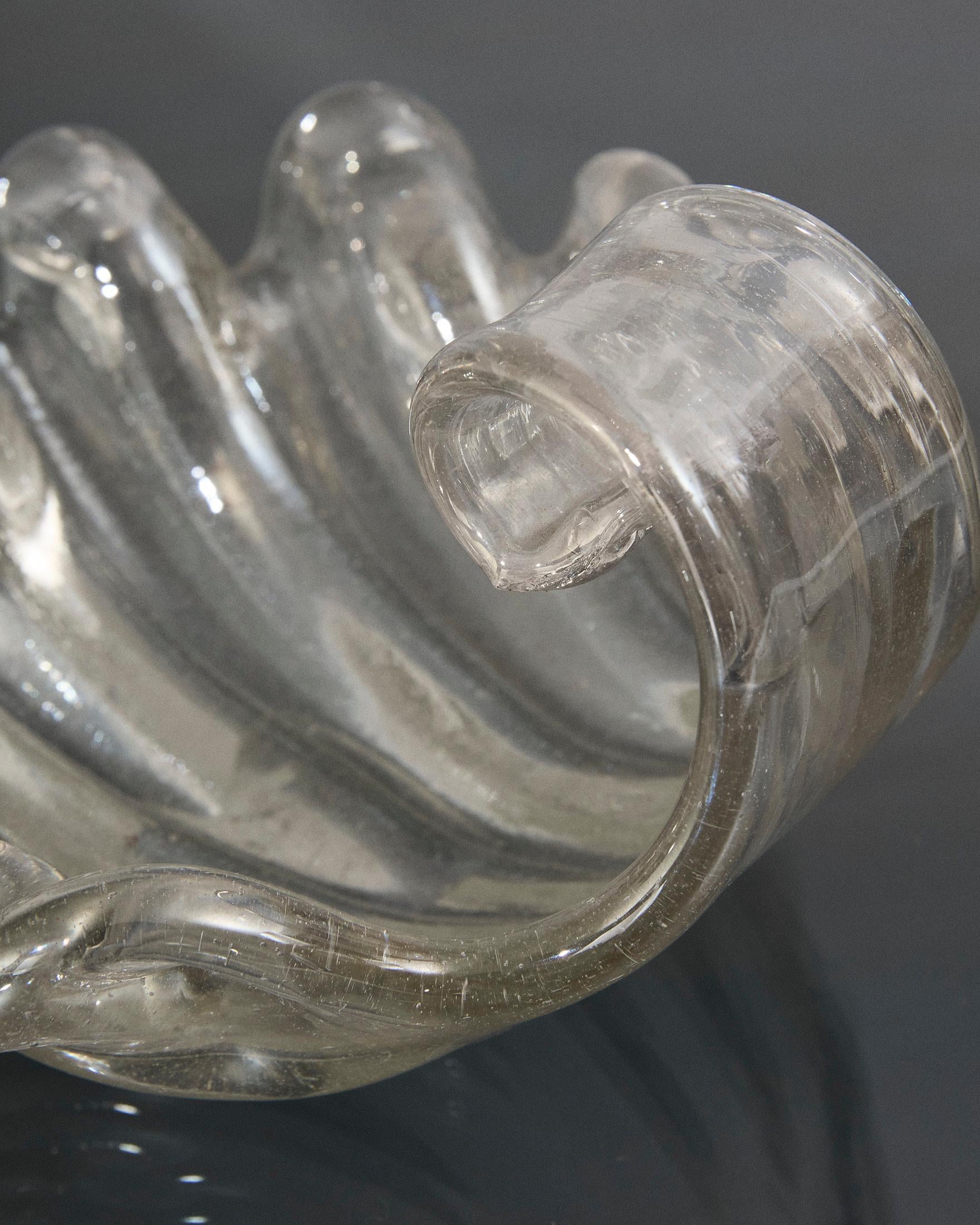 Mid-20th Century Coquille en verre de Murano à grosses côtes, Barovier&Toso, Italie en vente