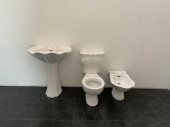 Conchiglia washbasin, toilet and bidet by Antonia Campi for Lavenite, 1960s