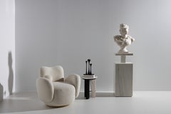 Conchula Akzentstuhl, drehbar, DEDAR Beige Velvet, Handgefertigt von Greenapple