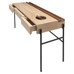 Bureau de concierge/console de style The Modernity, en chêne massif et touches de noyer