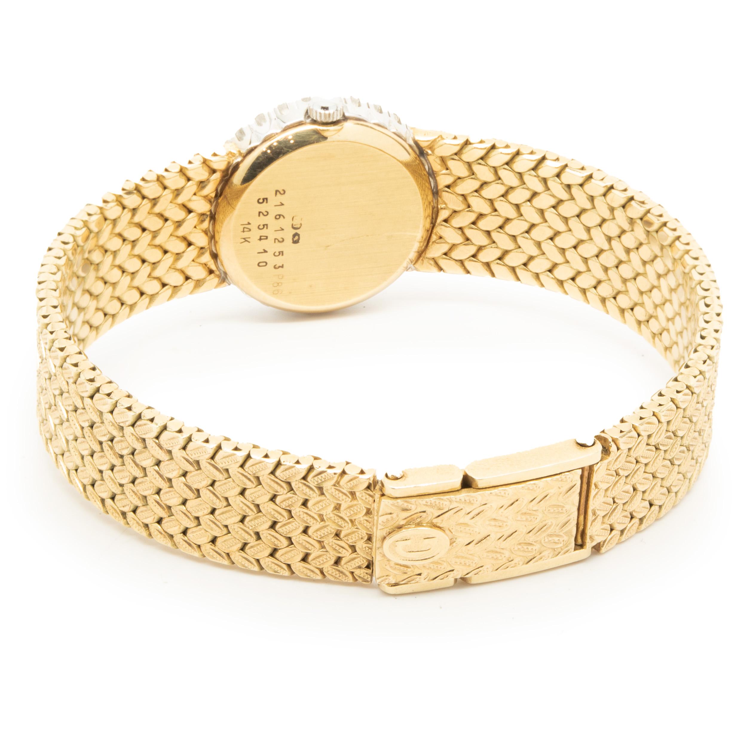 Taglio rotondo Concord Watch in oro giallo 14 carati con diamanti d'epoca