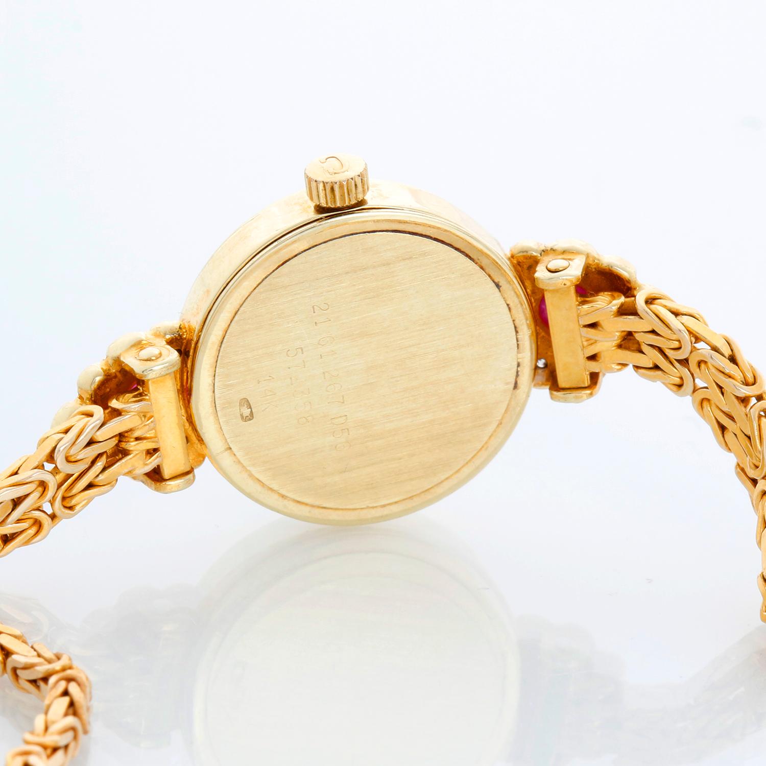 Donna Concord Watch da donna in oro giallo 14 carati con diamanti e rubini in vendita