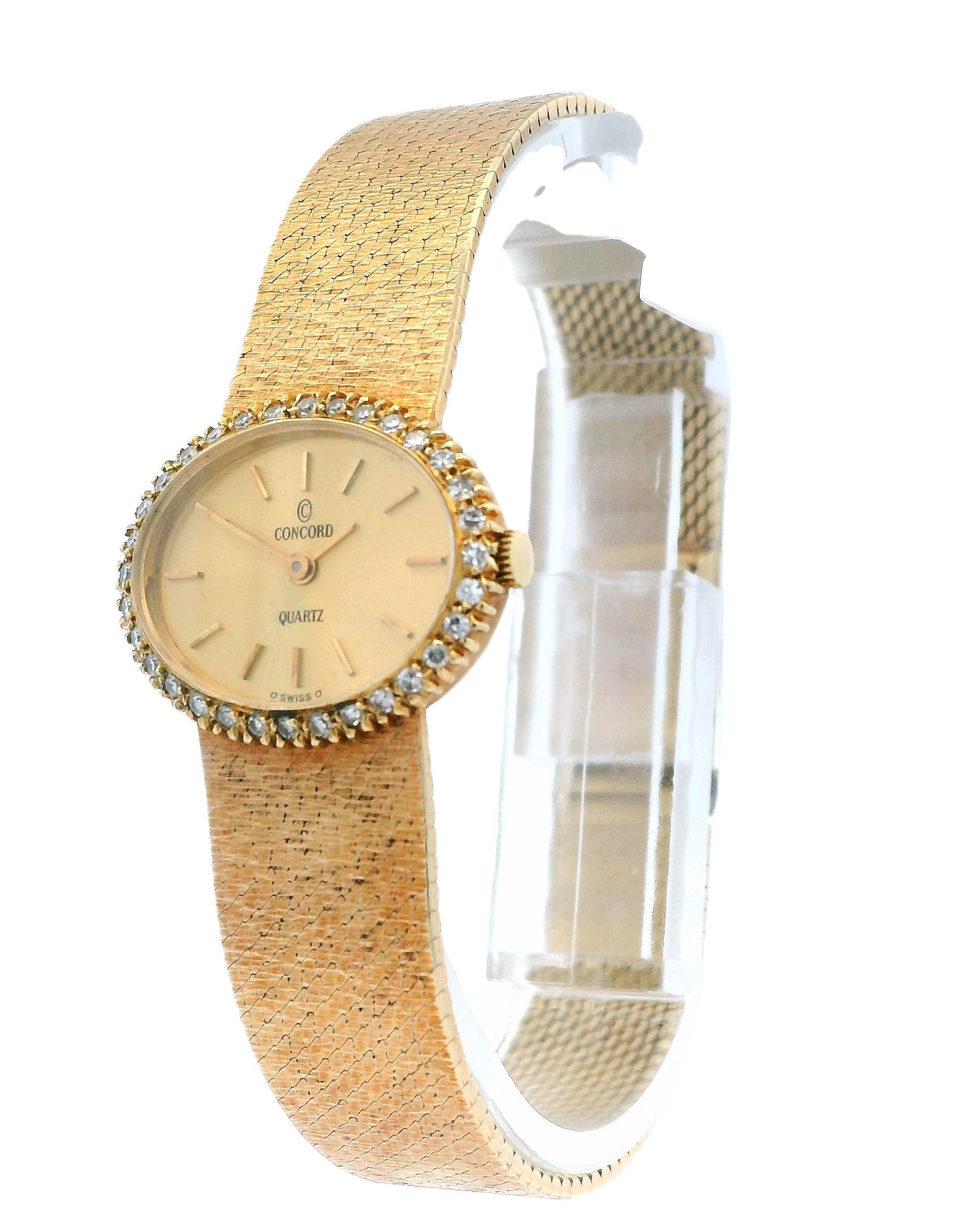 Concord 14K Gelbgold Diamant-Quarz-Damenuhr im Zustand „Hervorragend“ im Angebot in Great Neck Plaza, NY