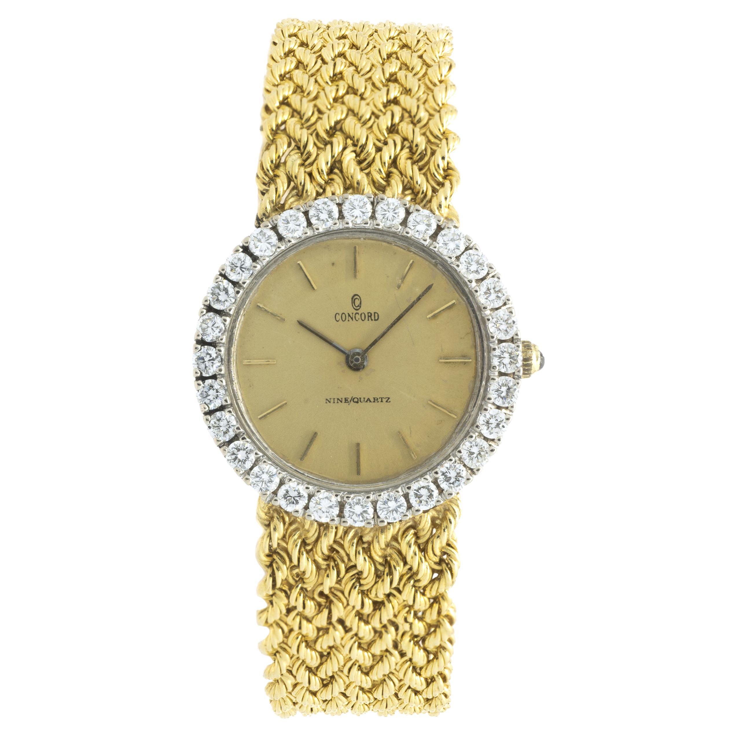 Concord 18 Karat Yellow Gold Vintage Ladies Diamond Nine Quartz Watch