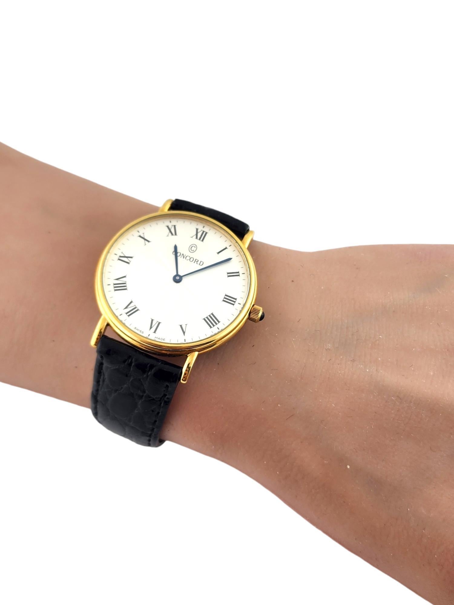Concord 18K Yellow Gold Men's Watch Crocodile Band 50.G1.1890 #18472 11