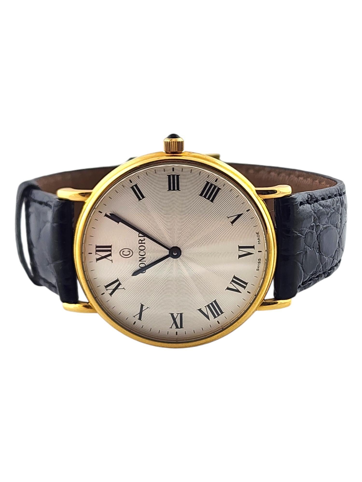 Concord 18K Yellow Gold Men's Watch Crocodile Band 50.G1.1890 #18472 1