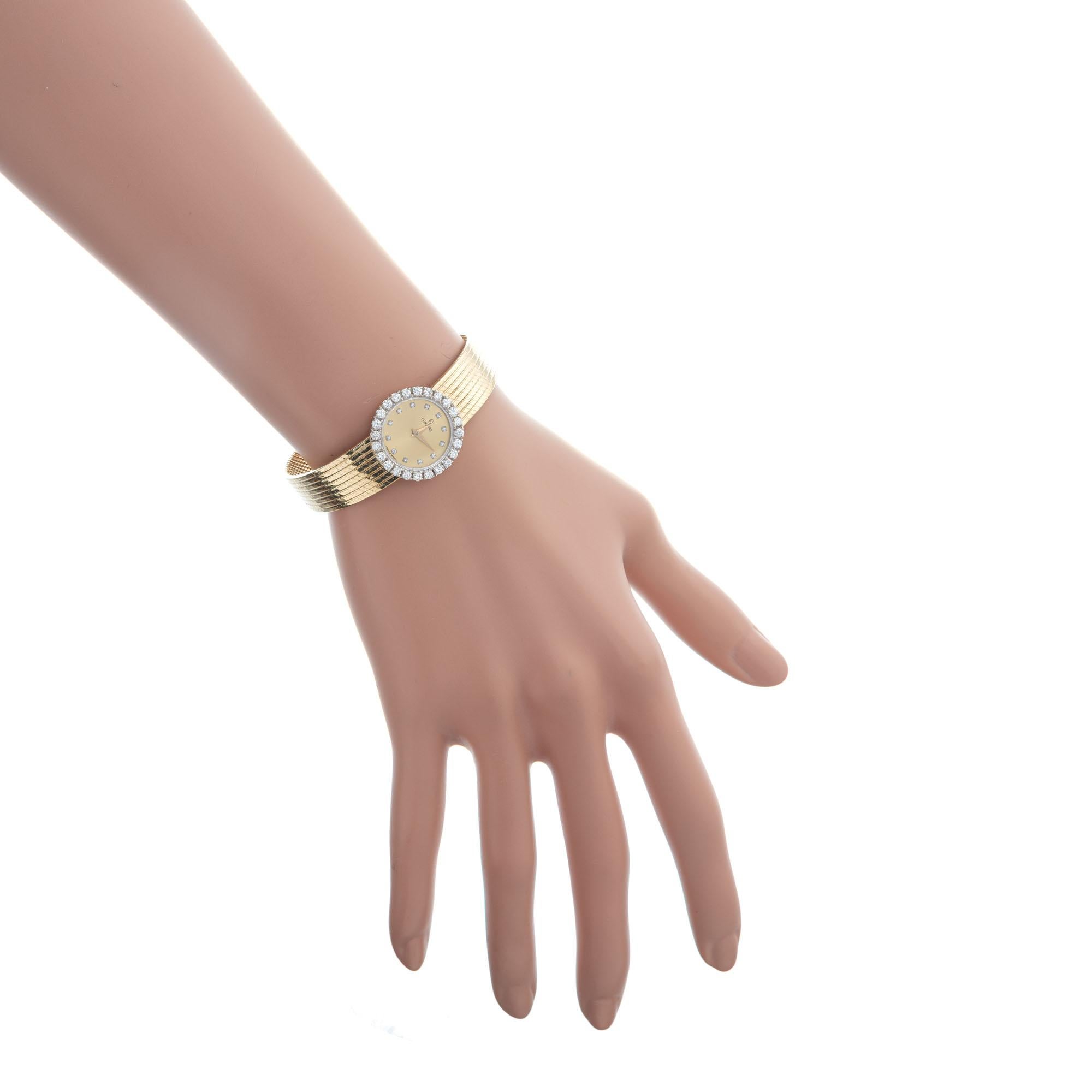 Women's Concord .85 Carat Diamond Halo Yellow Gold Ladies Wristwatch For Sale