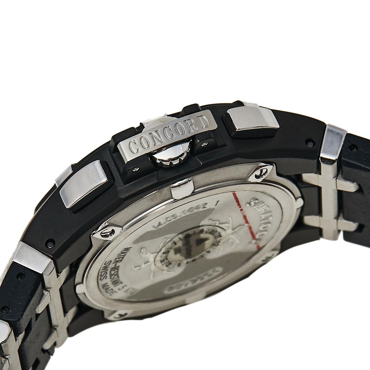 Contemporary Concord Black Stainless Steel Saratoga 14.C5.1892 1 Chrono Men's Wristwatch 40mm