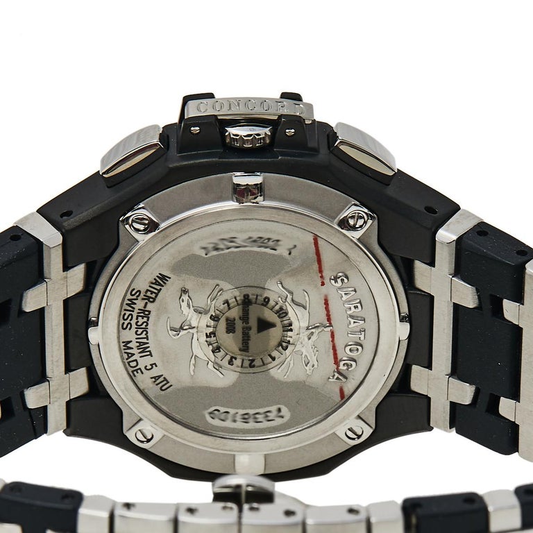 Concord Black Stainless Steel Saratoga Chrono Men's Wristwatch 40 mm In Fair Condition In Dubai, Al Qouz 2