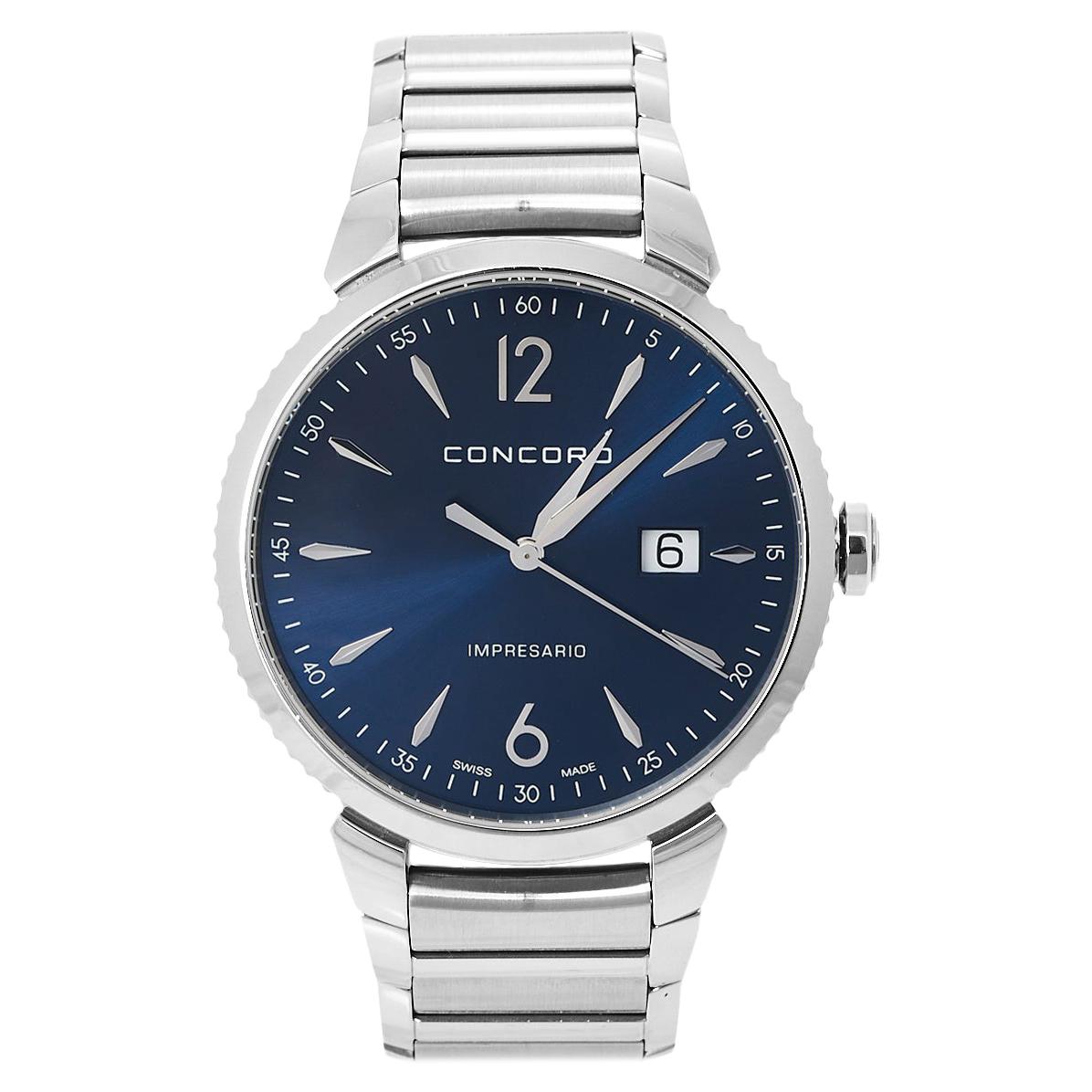 Concord Blue Stainless Steel Impresario 06.1.14.1124 Men's Wristwatch 41 mm