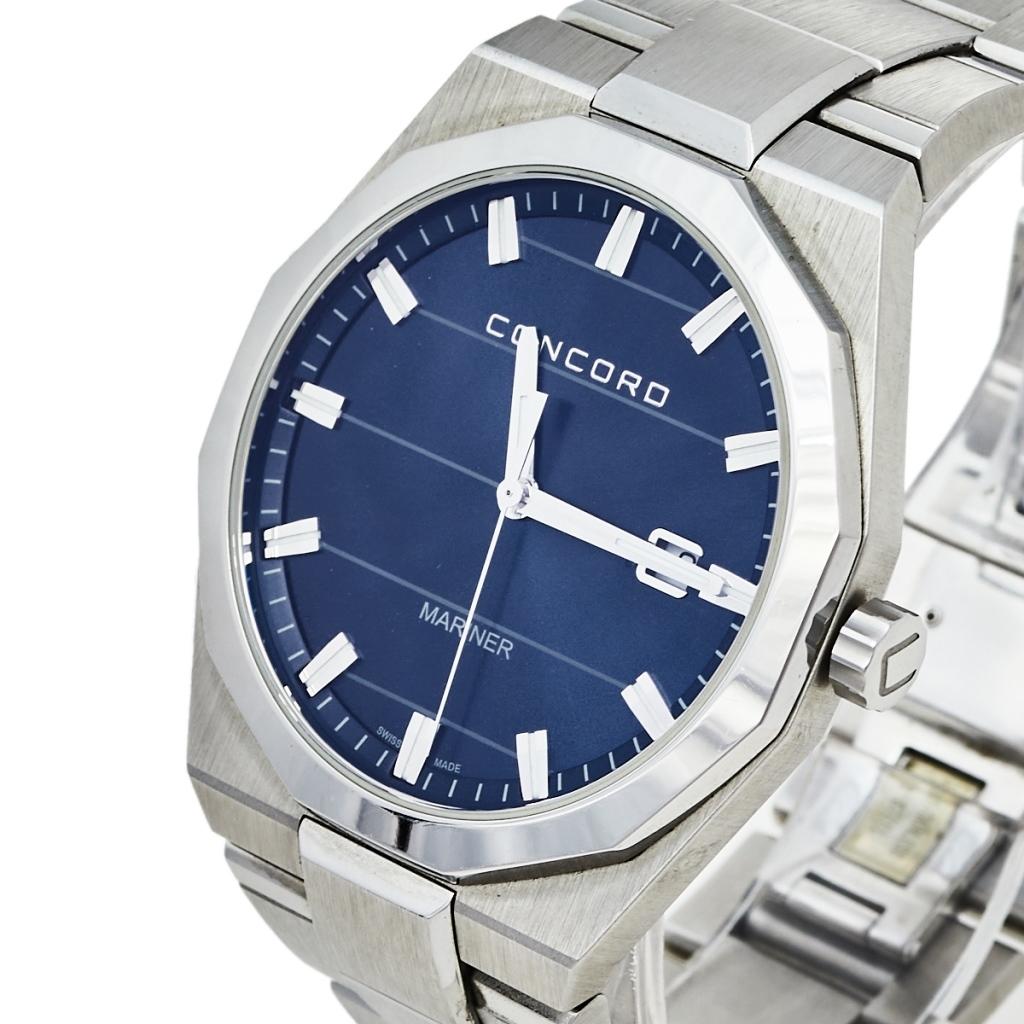 Concord Blue Stainless Steel Mariner CC.05.1.14.1093 Men's Wristwatch 41 mm In Good Condition In Dubai, Al Qouz 2