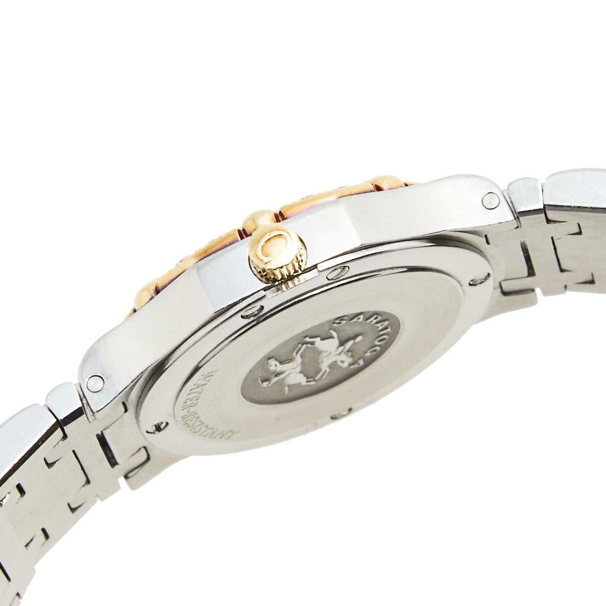 Contemporary Concord Champagne 18K Yellow Gold Stainless Steel Women's Wristwatch 23MM