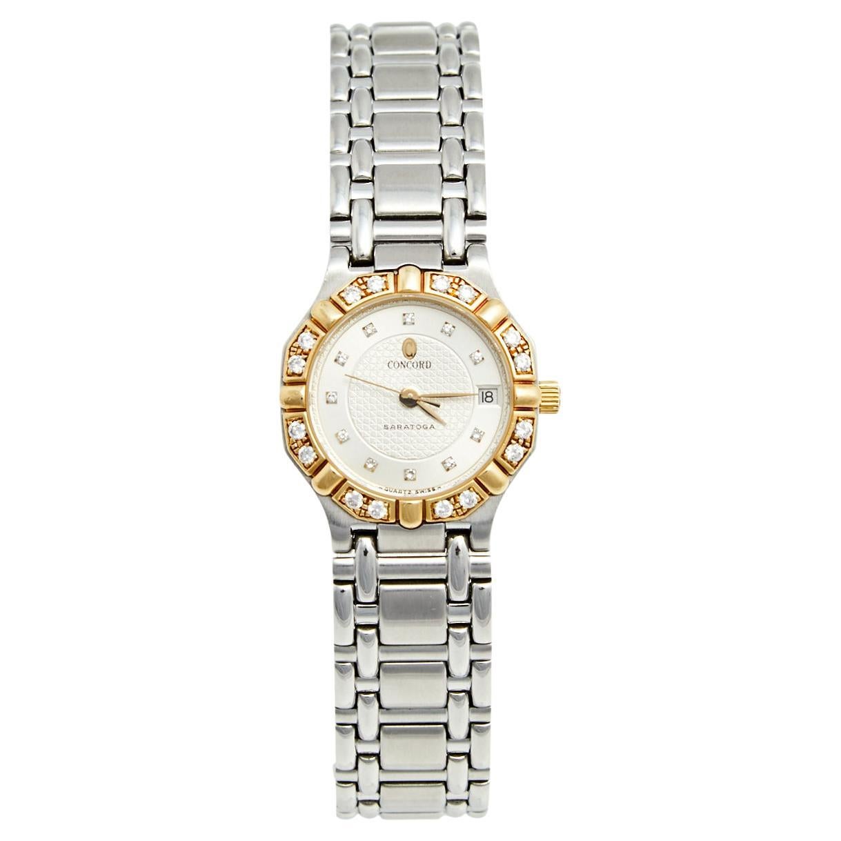Concord Champagne 18K Yellow Gold Stainless Steel Women's Wristwatch 23MM
