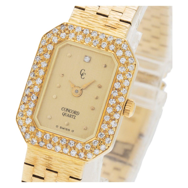 Concord Classic Watch in 18k Yellow Gold with Diamond Bezel, Quartz, Champagne 1