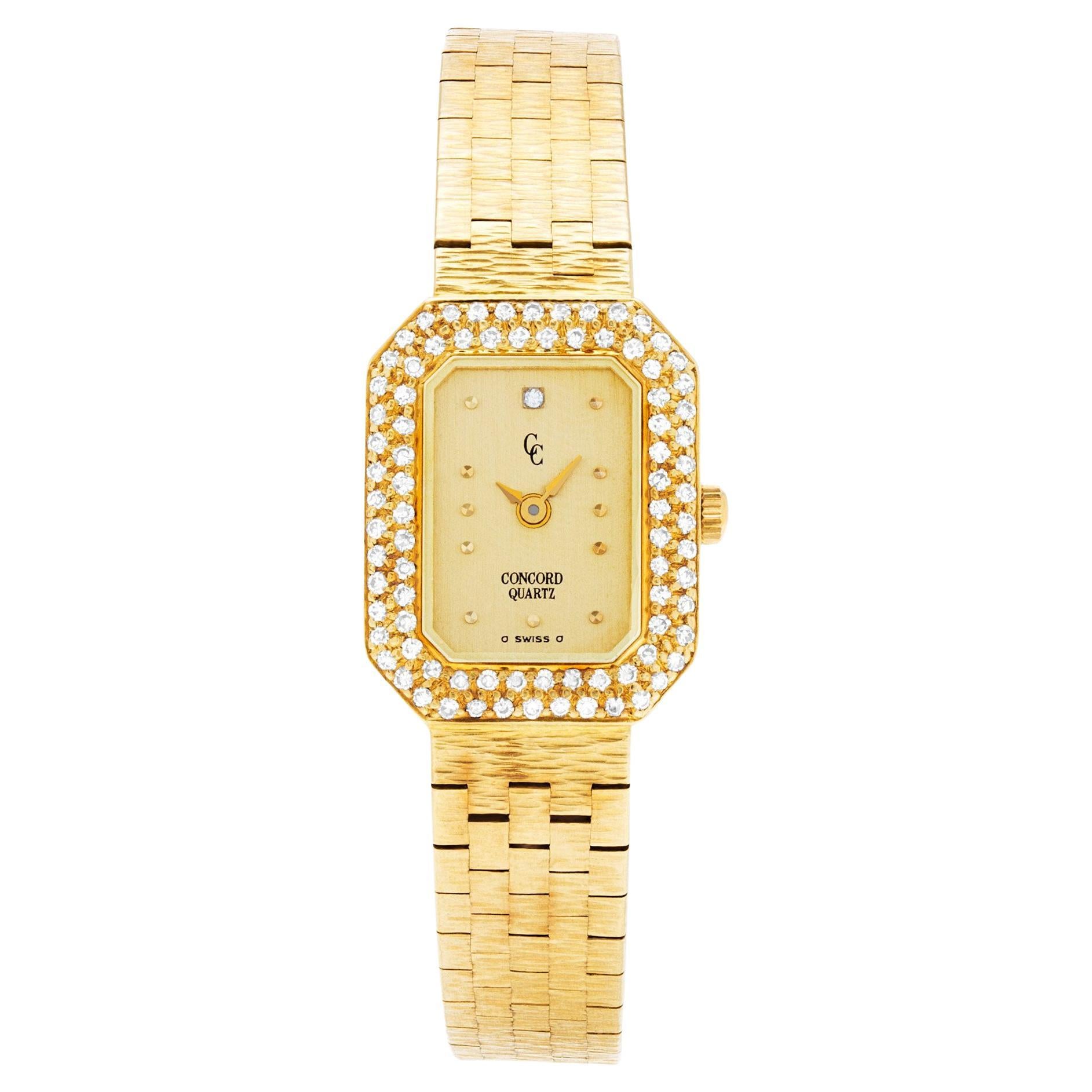 Concord Classic Watch in 18k Yellow Gold with Diamond Bezel, Quartz, Champagne