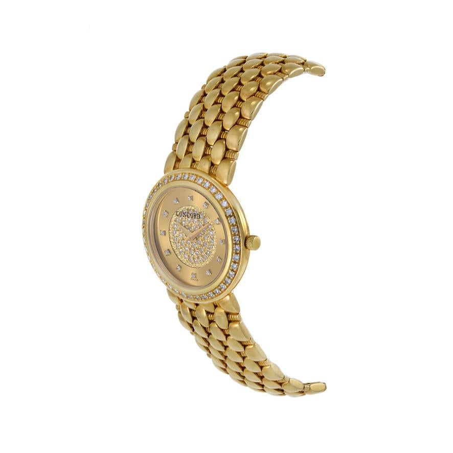 Retro Concord Cocktail Watch 18K Yellow Gold with Diamonds For Sale