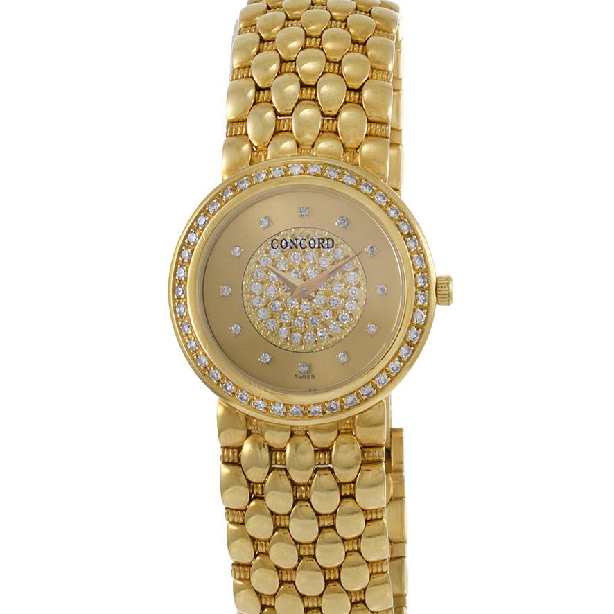 Concord Cocktail Watch 18K Gelbgold mit Diamanten im Zustand „Gut“ in New York, NY