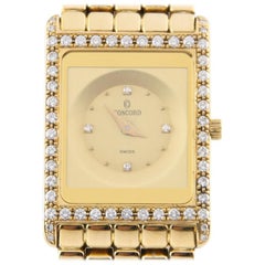 Retro Concord Delirium Quartz with Diamond Dial and Bezel 18 Karat Yellow Gold Watch