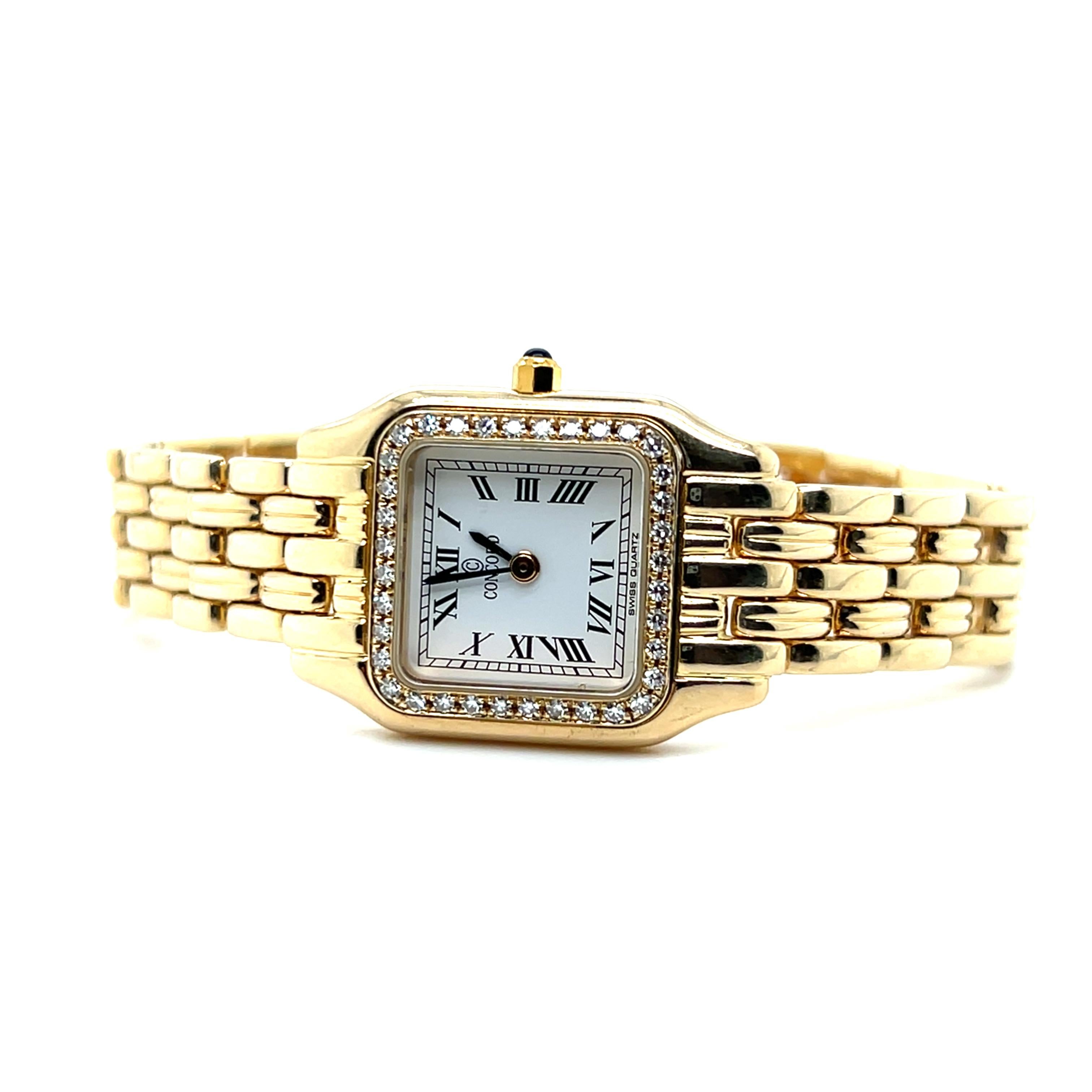 Concord Diamond 14k Yellow Gold and Sapphire Crystal Faced Wrist Watch 1