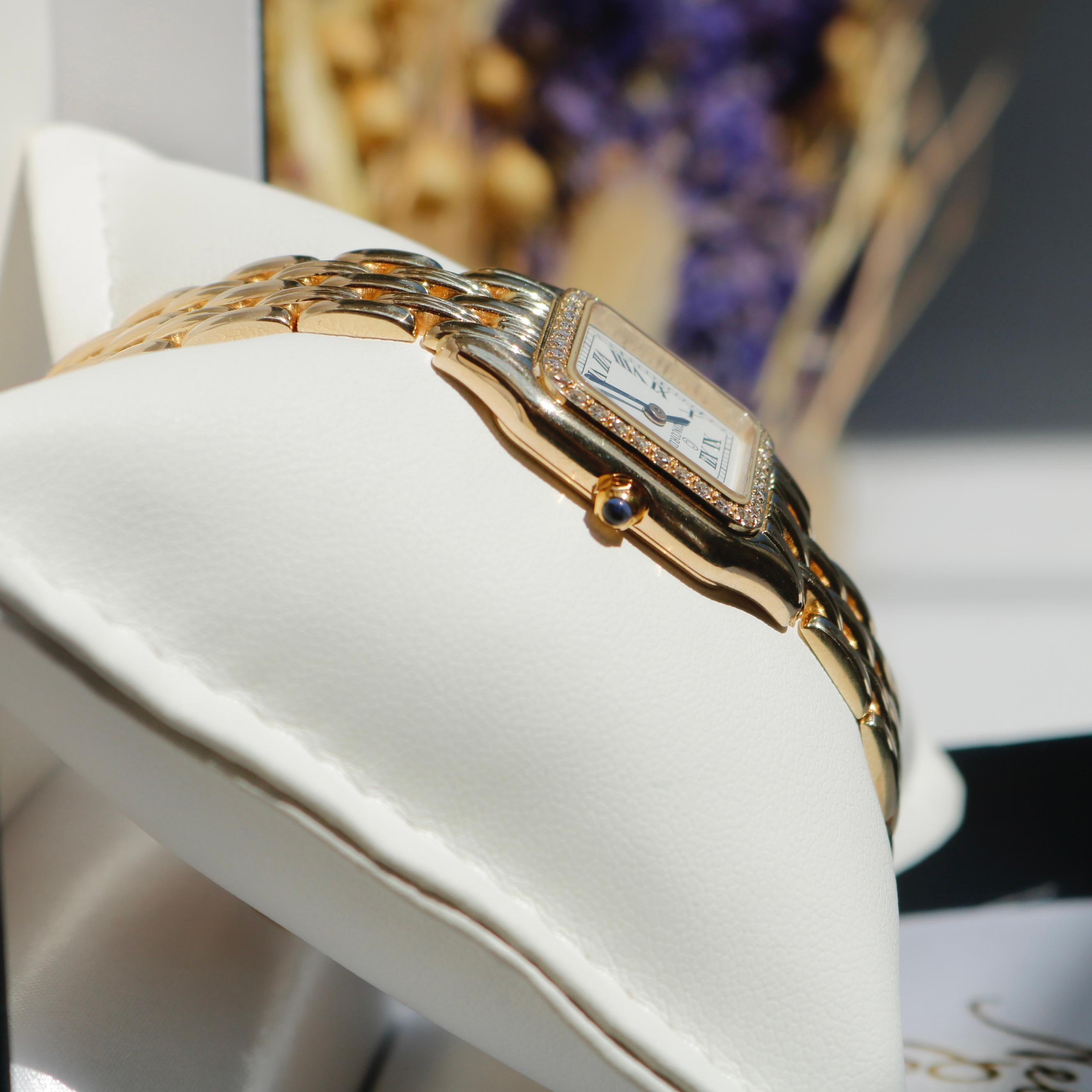 Single Cut Concord Diamond 14k Yellow Gold and Sapphire Crystal Faced Wrist Watch