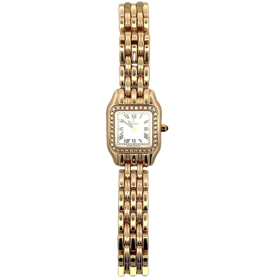 Concord Diamond 14k Yellow Gold and Sapphire Crystal Faced Wrist Watch 2