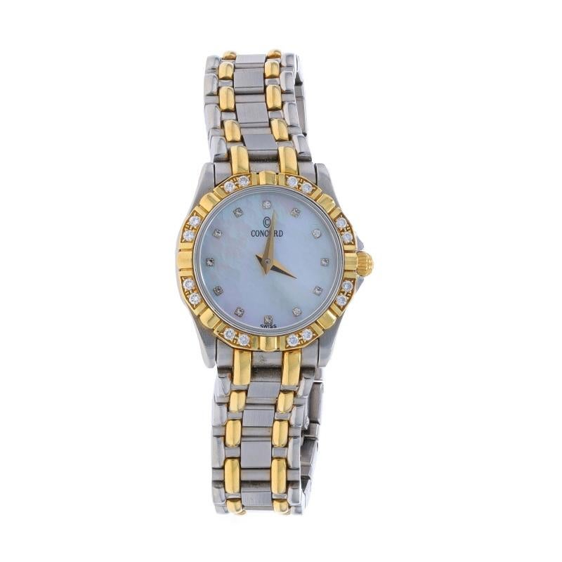 Taille ronde Montre-bracelet Concord pour femme 16-36-275 en acier inoxydable et or 18 carats avec quartz 1YrWnty