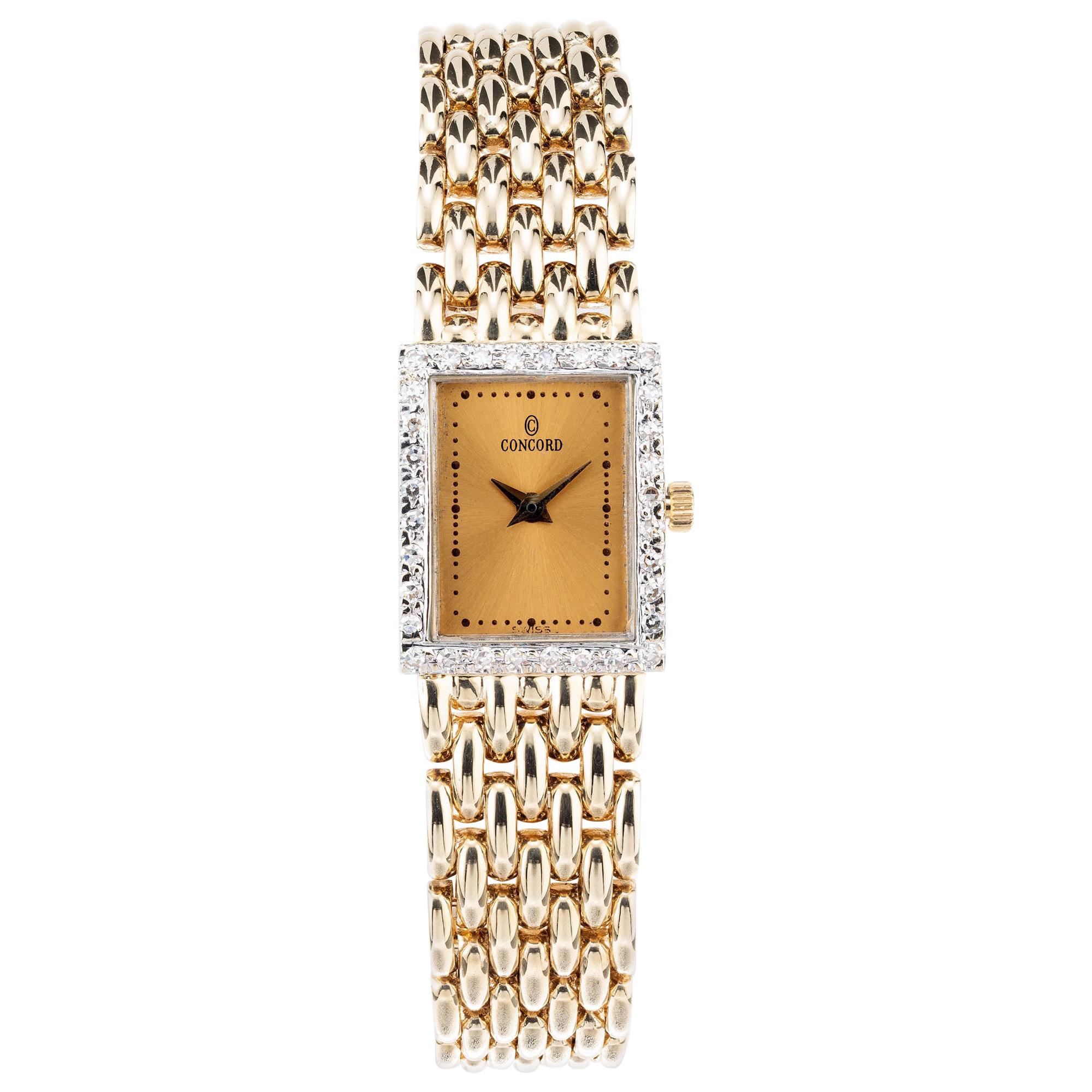 Concord Diamond Yellow Gold Ladies Panther Link Wristwatch