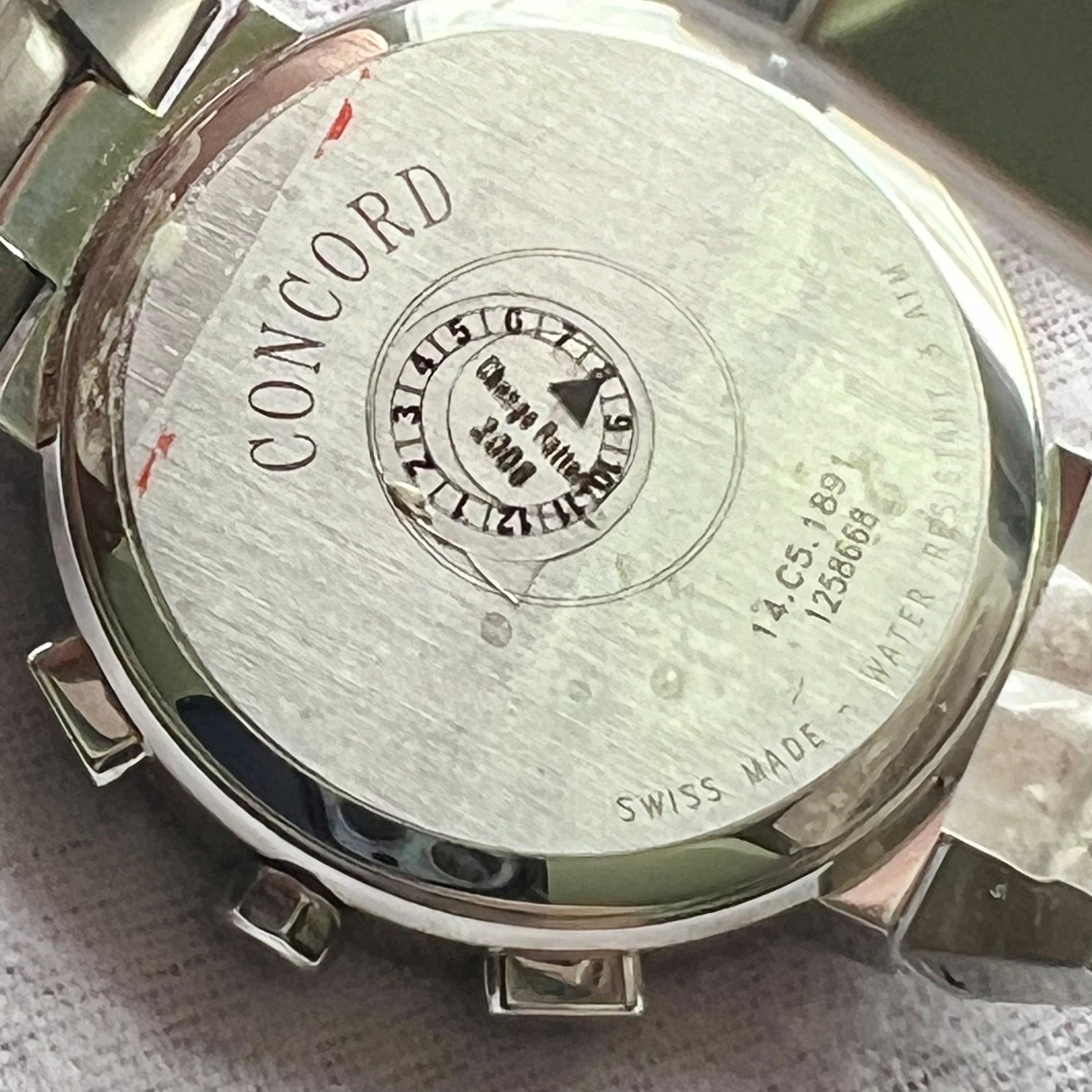 Concord Estate La Scala Chronograph Watch Stainless Steel 38 mm In Good Condition For Sale In Brooklyn, NY