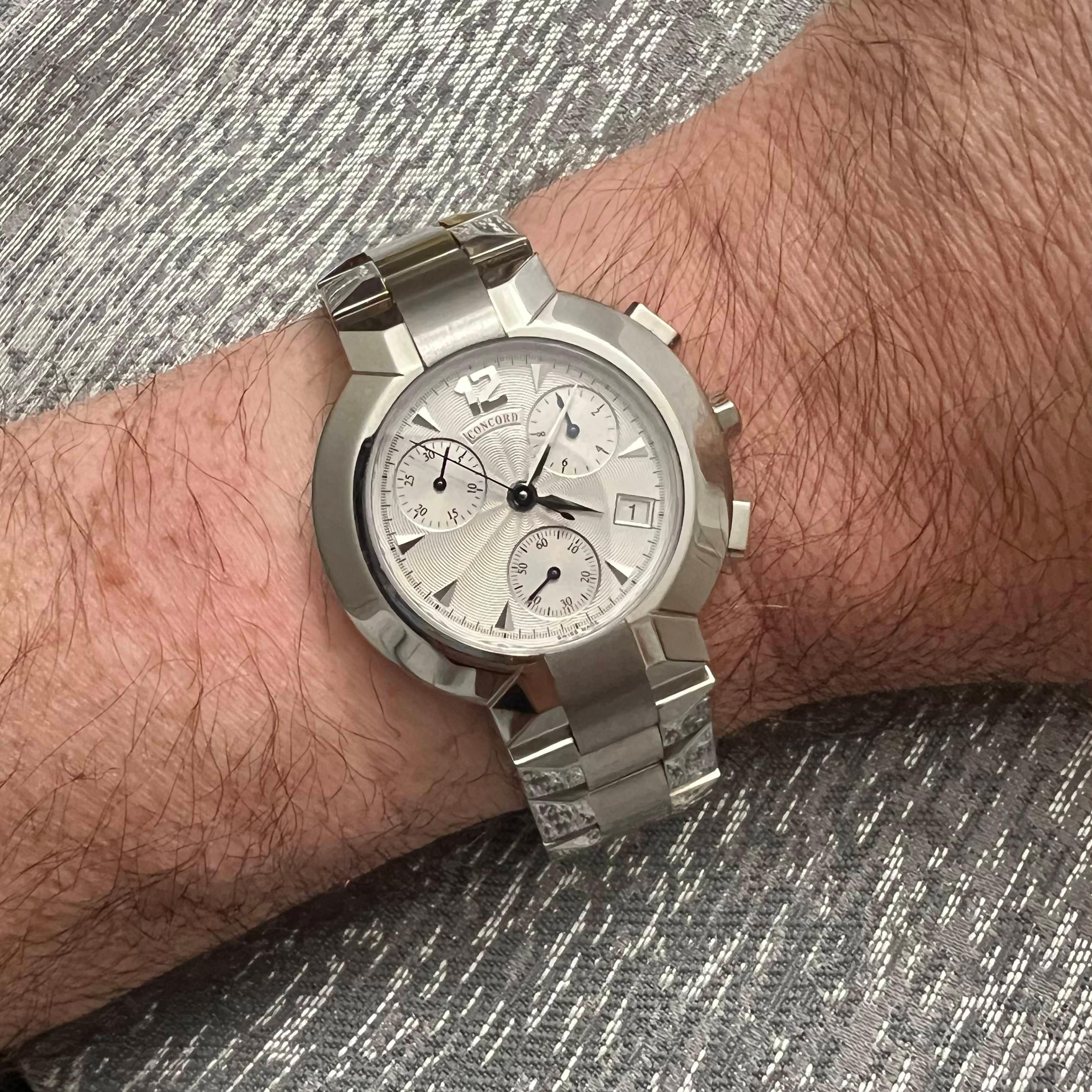 Men's Concord Estate La Scala Chronograph Watch Stainless Steel 38 mm For Sale
