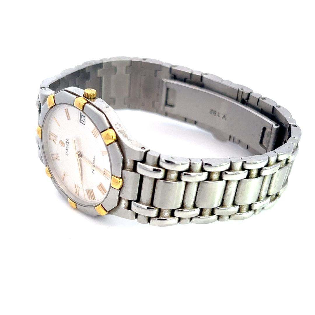 Concord Estate Saratoga Reloj con números romanos Oro de 18 quilates + Acero inoxidable en Bueno estado para la venta en Brooklyn, NY