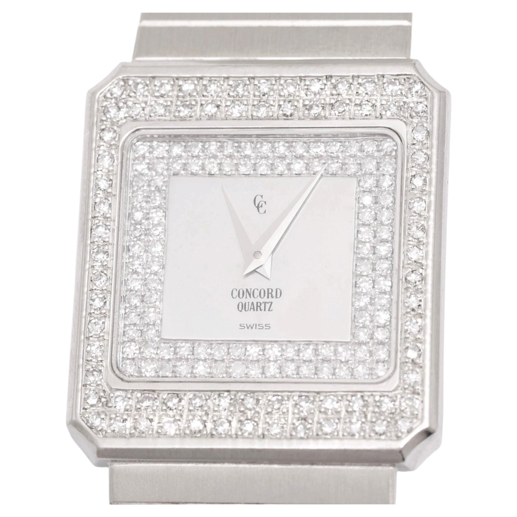 Concord for Asprey 18K White Gold Diamond Pavé Bracelet Watch, Exceptional Jewel For Sale