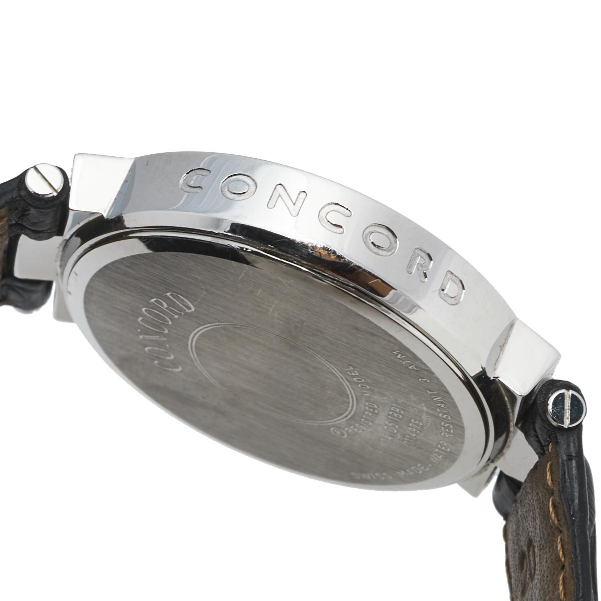 Concord Grey Stainless Steel Leather La Scala 14.C5.1891 Women's Wristwatch 38 m 3