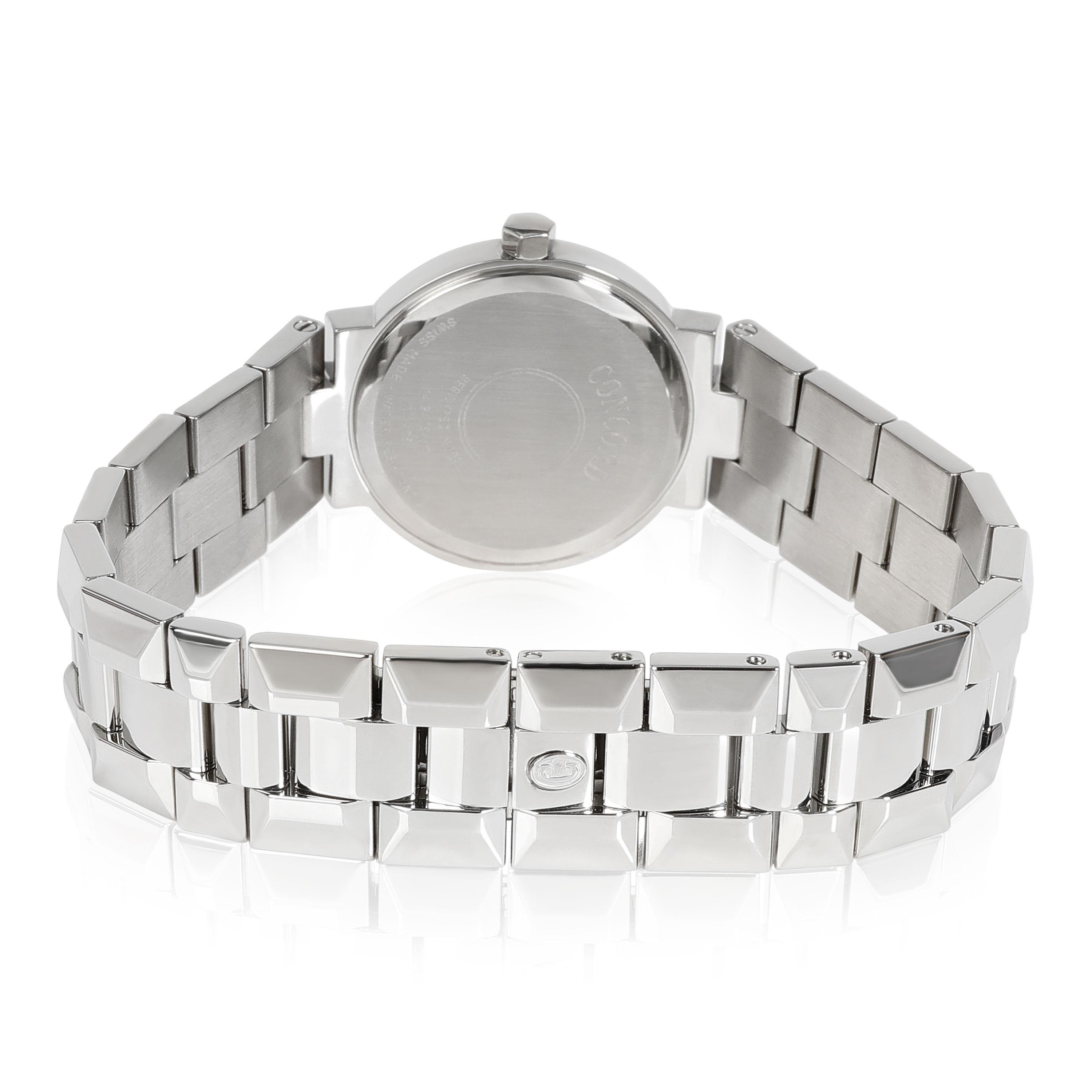 Concord La Scala 14.G5.1853.S Women's Watch in  Stainless Steel

SKU: 115747

PRIMARY DETAILS
Brand: Concord
Model: La Scala
Country of Origin: Switzerland
Movement Type: Quartz: Battery
Year of Manufacture: 2010-2019
Condition: Retail price 7400