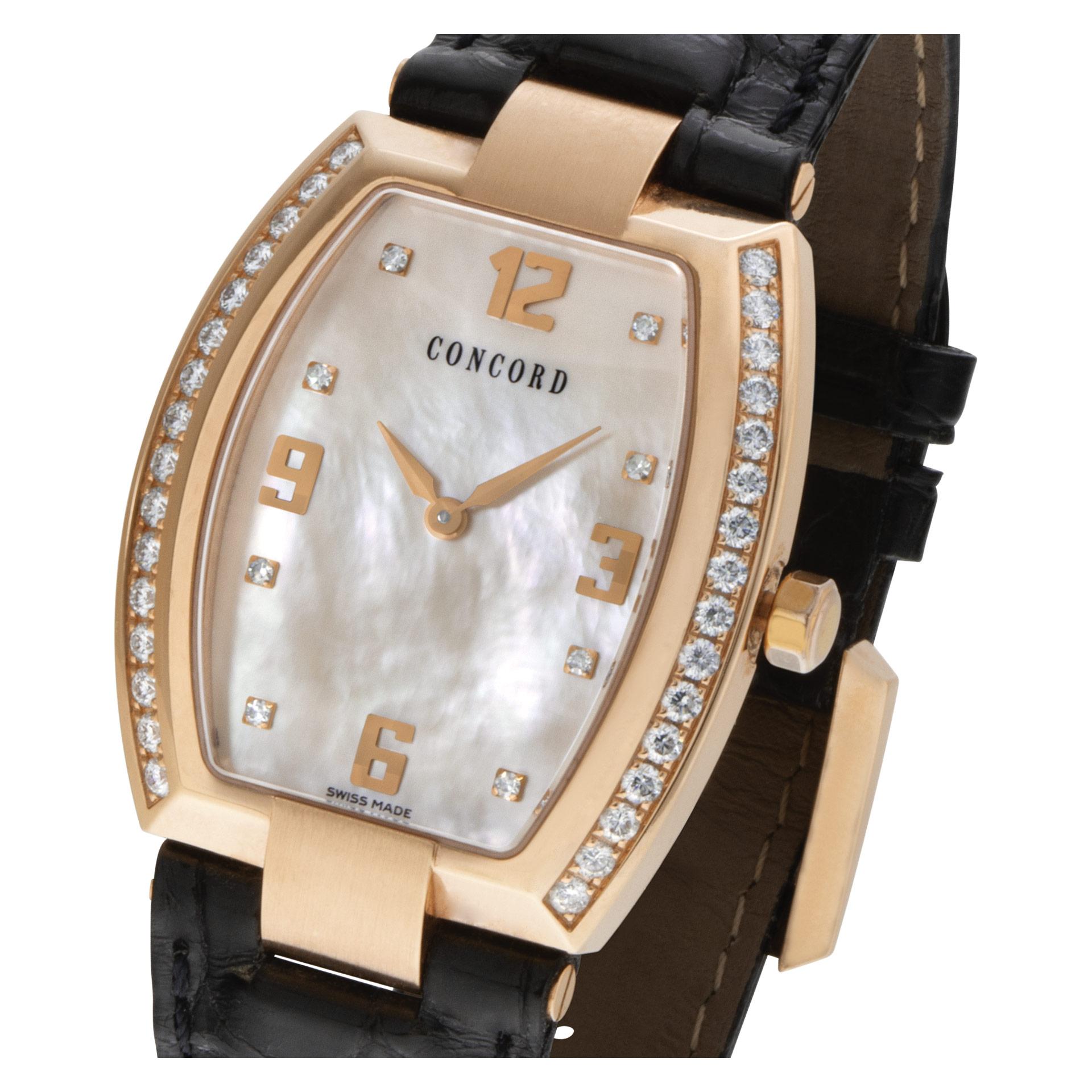 Concord La Scala Watch in 18K Rose Gold with Mother of Pearl Diamond Dial 1