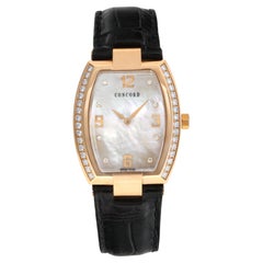 Vintage Concord La Scala Watch in 18K Rose Gold with Mother of Pearl Diamond Dial