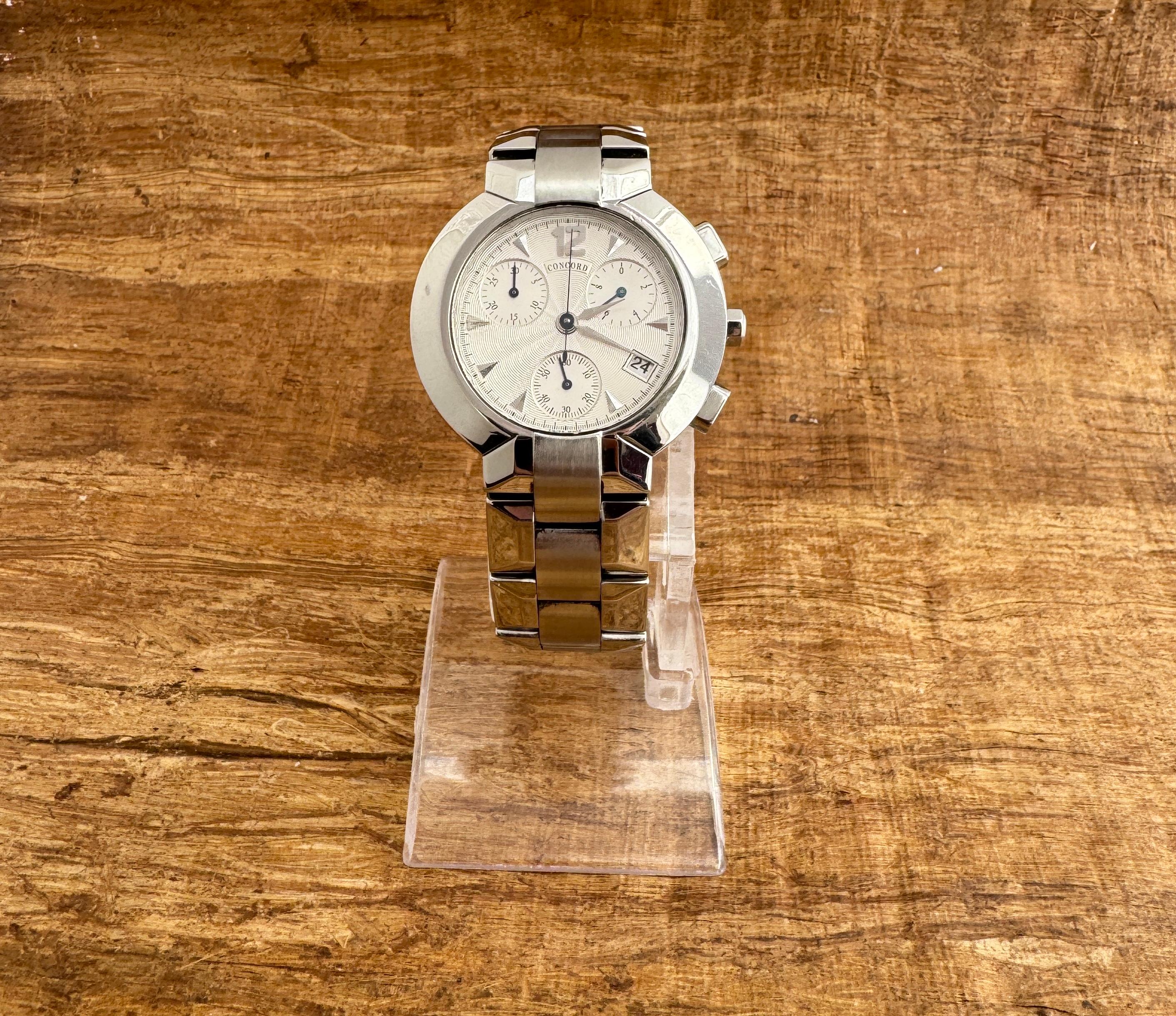 Concord La Scala CHRONOGRAPH Stainless Steel Watch In Good Condition For Sale In Toronto, CA