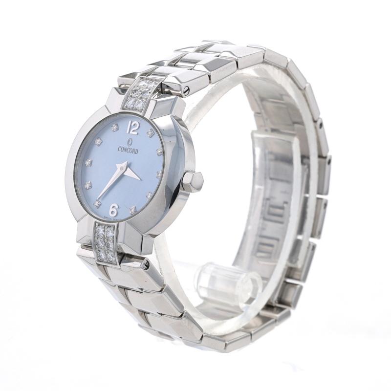 Concord La Scala Ladies Wristwatch 14.G4.1843.S - Stainless Quartz Blue 1Yr Wnty In Excellent Condition For Sale In Greensboro, NC