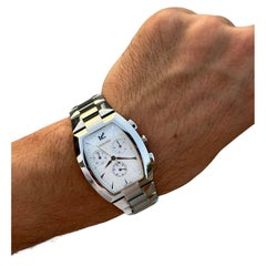 Used Concord La Scala Steel Chronograph White Guilloche Dial Quartz Watch 14.H1.1481 