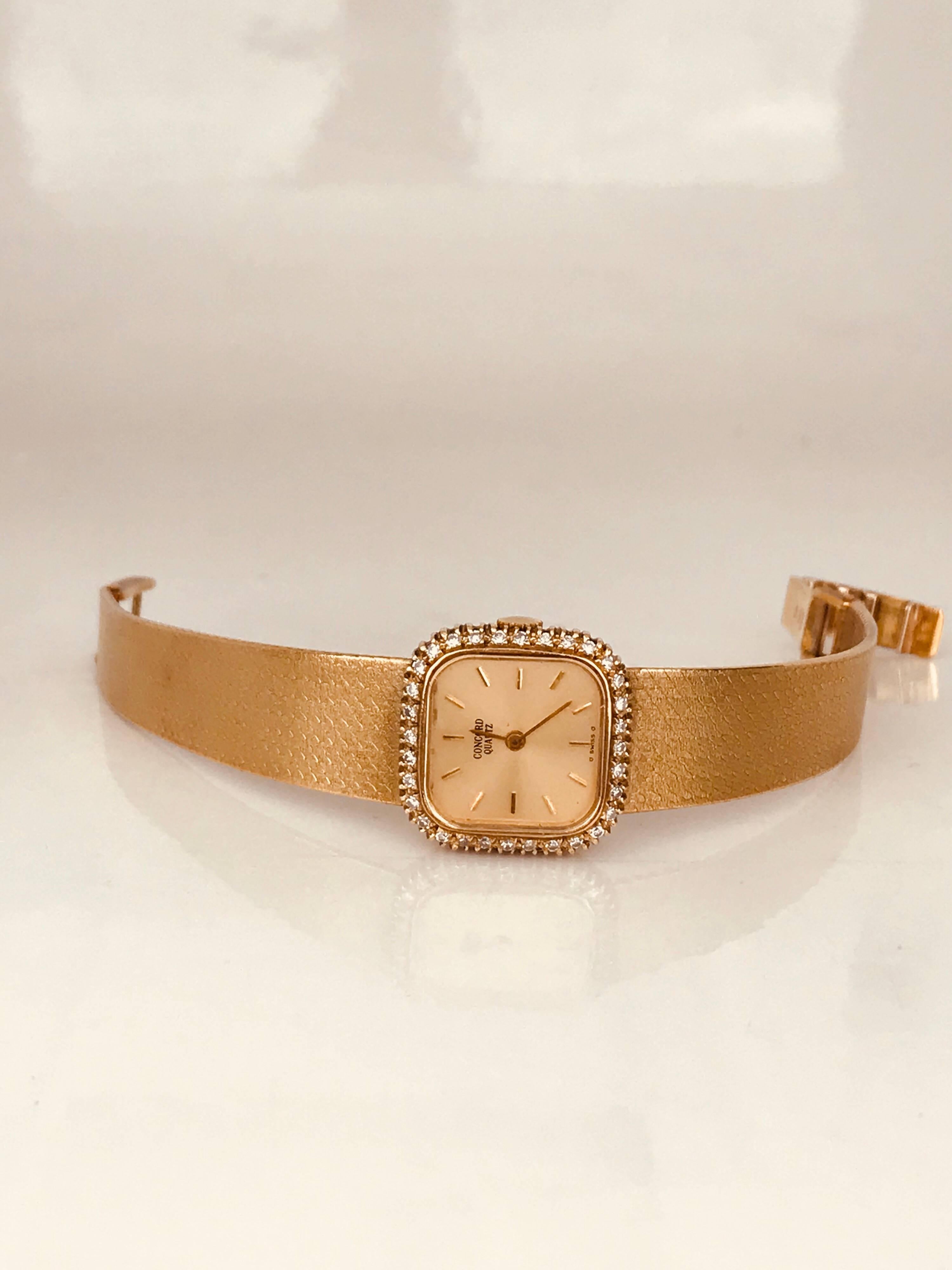 Contemporary Concord Ladies Diamond Mesh Watch, Quartz Movement, Retro For Sale