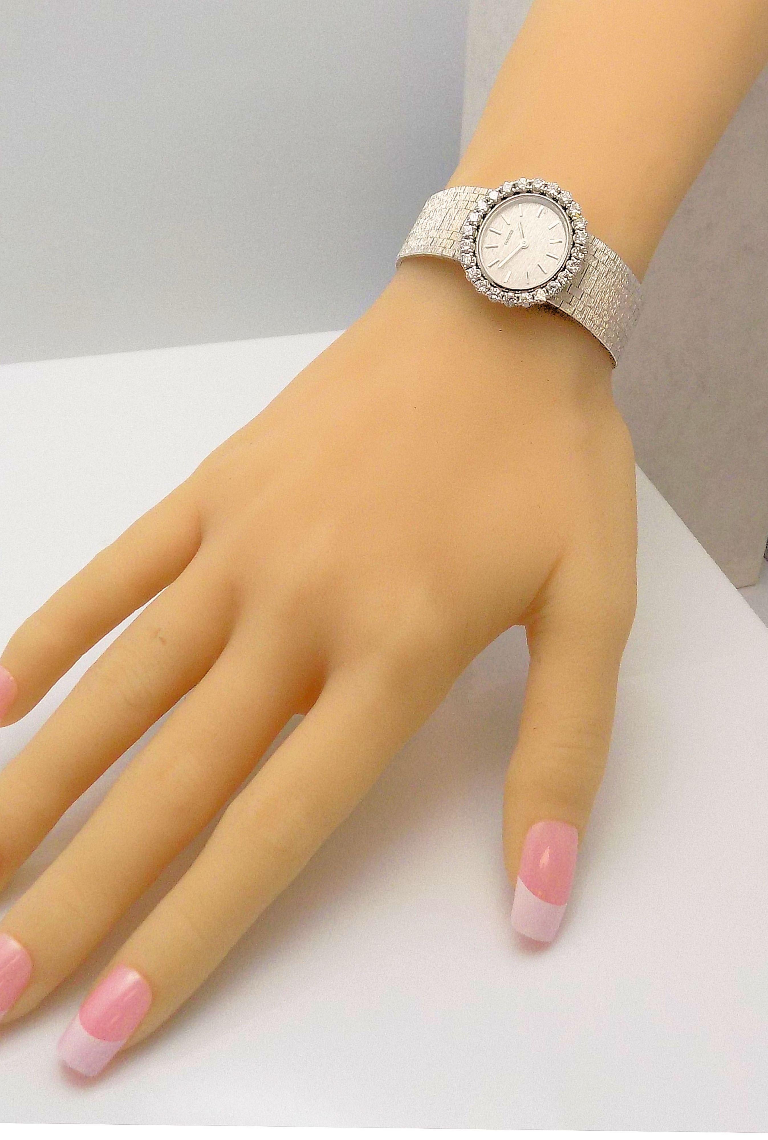 Round Cut Concord Ladies White Gold Diamond Wristwatch For Sale