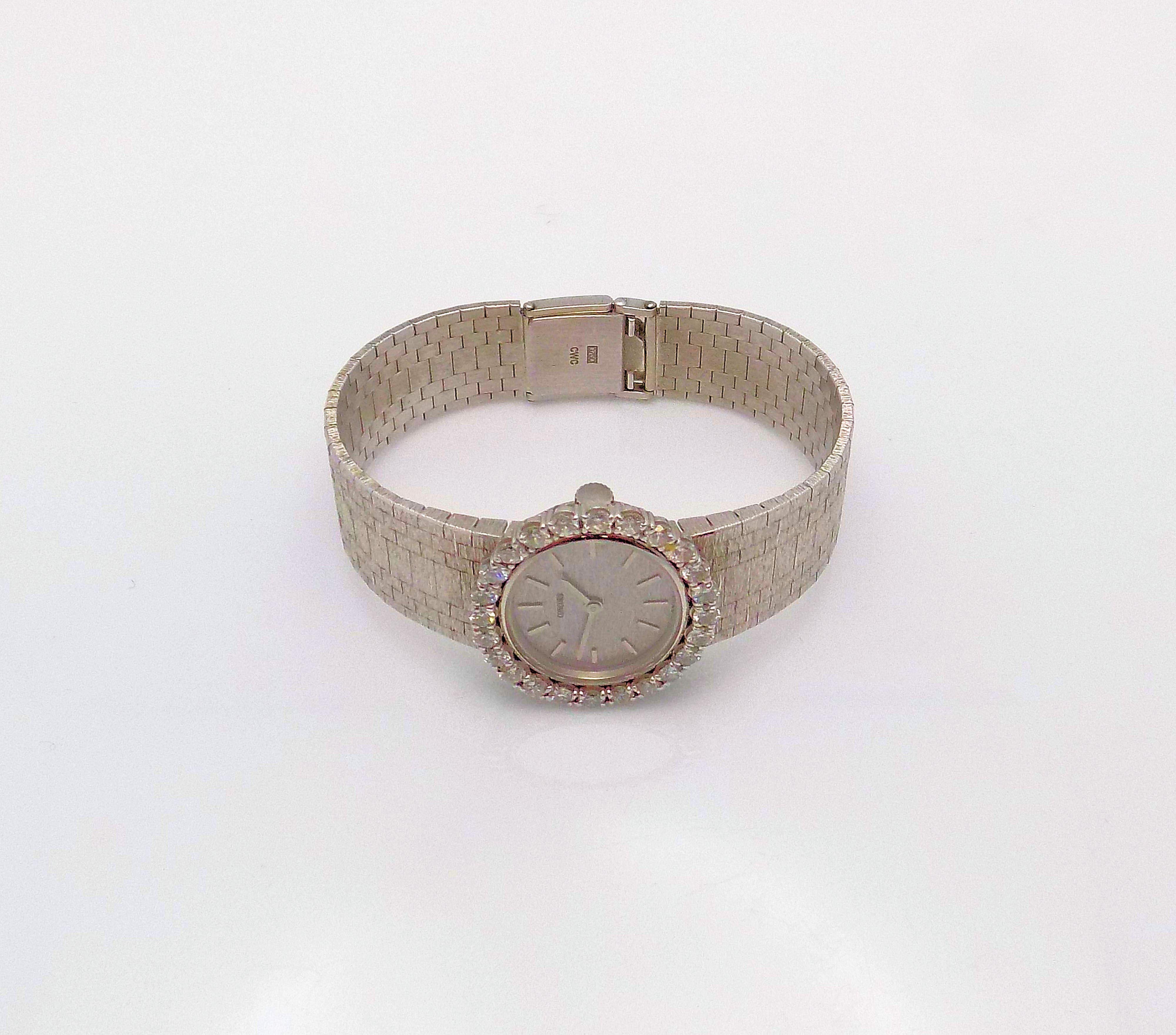 Women's Concord Ladies White Gold Diamond Wristwatch For Sale