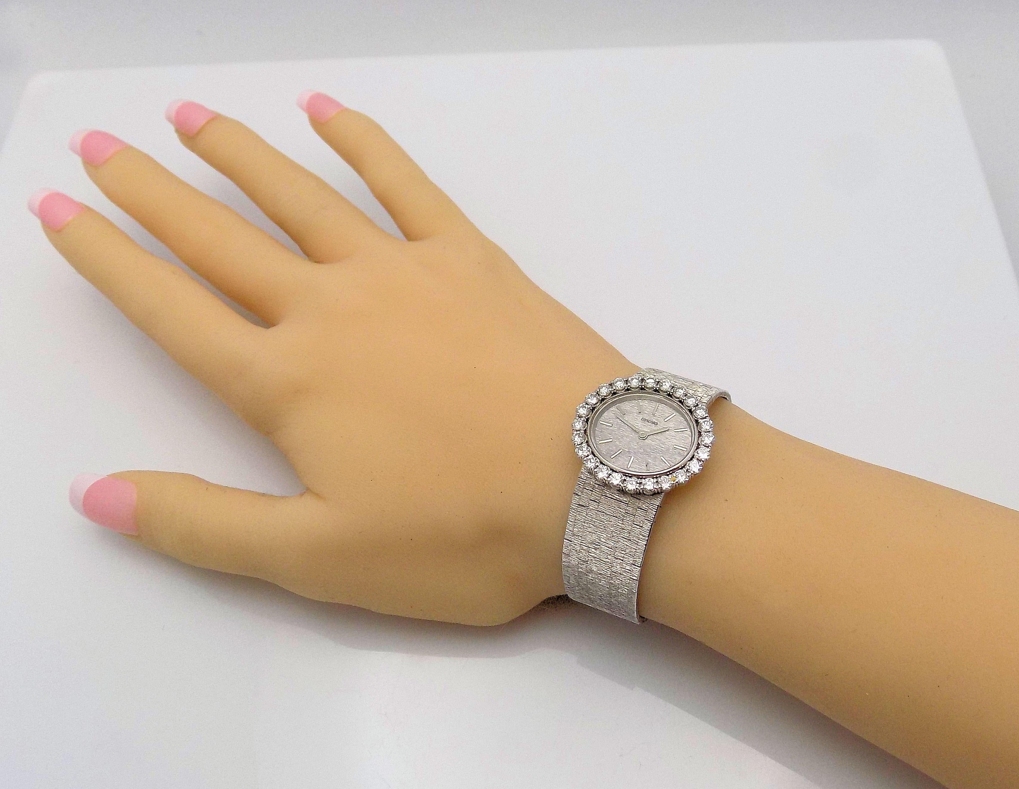 Concord Ladies White Gold Diamond Wristwatch For Sale 2