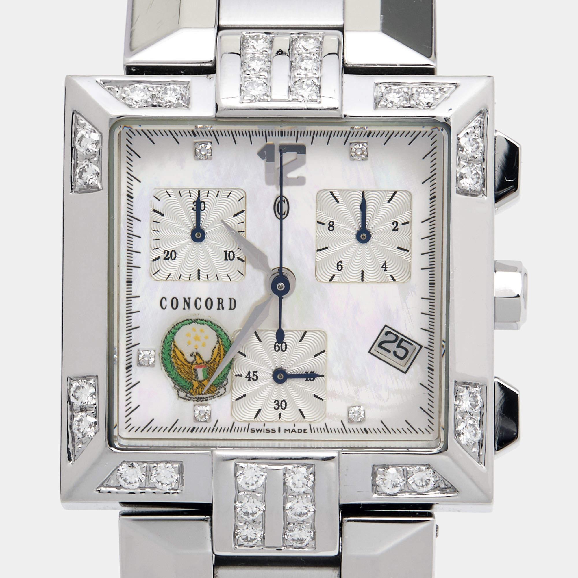 Concord Mother Of Pearl Diamond Stainless Steel La Scala 